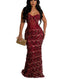 Marcelina Sequin Fringe Corset Mesh Mermaid Maxi Dress