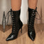 Carlotta Lace-Up Pointed-Toe Stiletto Ankle Boots