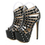 Raven Rivet Peep-Toe Platform Pole Dance Sandals