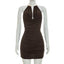 Davina Metal-Ring Ruched Backless Mini Dress