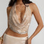 Sienna Champagne Sequin Halter Festival Top One-piece