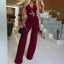 Camilla Cutout Buckle-Belt V-Neck Sleeveless Top & Wide-Leg Pants Two-piece