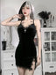 Genevieve Black Cross Cutout Slit Mini Dress