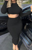 Natalia Long-Sleeve Crop Top and Midi Skirt Set