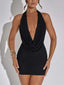 Cressida Sequin Deep-V Backless Mini Dress