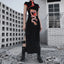 Ravenna Gothic Dragon Embroidered Qipao Maxi Dress