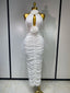 Alessia White Floral Cutout Halter Maxi Dress