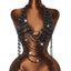 Women Rhinestone Halter Body Top Deep V Open Back Multi Layer Fringe Tassel Crystal Chain Crop Vest Nightclub Rave Jewelry Top