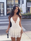 Elspeth White Lace Halter Pleated Mini Dress
