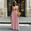 Valencia Striped Deep-V Backless Beach Maxi Dress