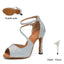 DKZSYIM Latin Dance Shoes For Women Ballroom Tango Rhinestones Dancing Shoes High Heels Black/Silver/Gold Women's Wedding Shoes