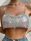 Selene Silver Sequin Halter Crop Top