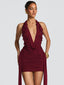 Camille Crystal-Drop Halter Backless Mini Dress