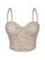 Sexy pearl rhinestone corset crop top women summer club party tops for woman clothes cropped halter tank top hotwife streetwear