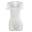 Kliou Casual Fashion Playsuits Woman Floral Print Button V-Neck Short Sleeve Skinny Stretch Summer Street Elegant Style Rompers