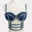 Mireya Diamond-Studded Denim Tank Top One-piece
