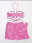 Vigorashely 2025 Sexy Leopard 3 Piece Mesh Skirt Bikini Set Women Swimsuit Halter Push UP Swimwear Backless Summer Bathing Suit