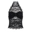 Selena Noir Lace Halter Mesh Top One-piece