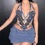 Mirella Floral Sheer Halter Tank Top One-piece