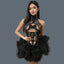 Raffaella Beaded Rhinestone Illusion Halter Tulle Mini Dress