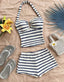Marlowe Striped Halter Hollow-Out Knit Mini Dress