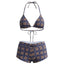 hirigin Women's 2 Piece Bikini Set Fashion Plaid Print Sleeveless Halter Neck Triangle Tops and Low Waist Boyshorts Bathing Suit