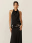 Nerina Draped Backless Halter Maxi Dress