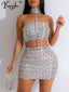 Zafira Rhinestone Halter Bodycon Mini Dress