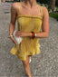 Ysmay Yellow Plissé Tie-Strap Mini Dress One-piece