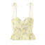 Rozalia Floral Sweetheart Tie-Strap Peplum Corset Cami Top One-piece