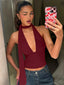 Lena Sunset Sleeveless Halter Scarf Top
