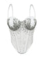Sexy white rhinestone corset crop top women summer night club party tops for woman clothing black halter tanks top streetwear
