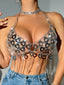 Thessa Silver Metal Sequin Corset Crop Top