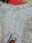 Ximena Rhinestone Pearl Fringe Denim Shorts Apparel One-piece