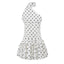Isabella Riviera Polka Dot One-Shoulder Halter Ruffle Mini Dress