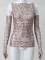 Echo Sheer Letter-Print Long-Sleeve Crop Top One-piece