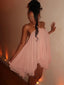 Zinnia Lace-Up Off-Shoulder Asymmetrical Mini Dress
