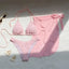 Pink Solid Color 3-piece Swimsuit Women 2026 Summer Beach Skirt Bikini V-neck Halter Backless Bathing Suit Summer Beach Swimwear
