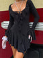 Ondine Ruffled Backless Long-Sleeve Mini Dress