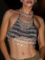 Vivienne Rhinestone Corset Halter Crop Top