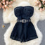 Petra High-Waist Denim Shorts Jumpsuit One-piece