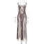 Vionette Leopard Lace-Trim Cutout Maxi Dress