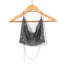 Leqoel Rhinestone Tops for Women 2022 Fashion Sleeveless Halter Hollow Out Shiny Metal Cropped Mesh Tank Sexy Backless Top