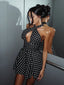Leontyne Polka-Dot Cross-Halter Keyhole Backless A-Line Mini Dress