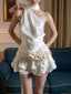 Yvette 3D Floral Satin Halter Mini Dress