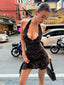 Danica Black Lace Backless Bodycon Mini Dress