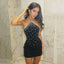 Vasilisa Rhinestone Halter Cocktail Mini Dress