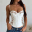 hirigin Floral Embroidered Corset Top Women Spaghetti Strap Scalloped Trim Bustier Crop Top Sexy Y2K Coquette Aesthetic Camisole
