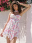Alessandra Printed Scarf-Collar A-Line Mini Dress