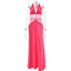 Pervinca Lace-Panel Satin Plunge Halter Backless Maxi Dress